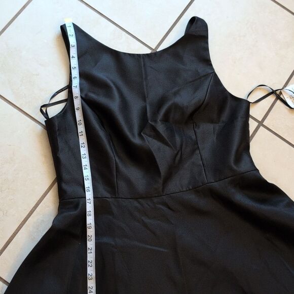 NWT Alfred Sung Bateau Neck Satin High Low Cocktail Dress in Black Size 16 - Picture 12 of 14